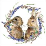 Guardanapo papel 33X33 (20 unidades): Coelhos com Lavandas