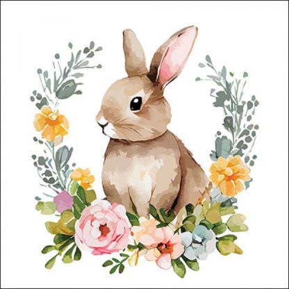 Guardanapo papel 33X33 (20 unidades): Coelho em Ramalhete