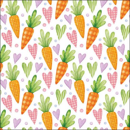 Guardanapo papel 33X33 (20 unidades): Cenouras e Corações