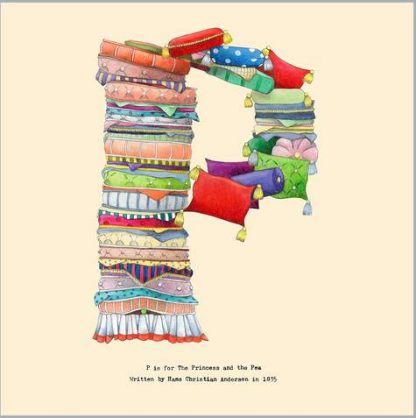 Postal "P" de The Princess and the Pea / A Princesa e a ervilha