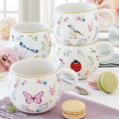 Chávena grande decorada em relevo Fancy Garden - Joaninha: Easylife
