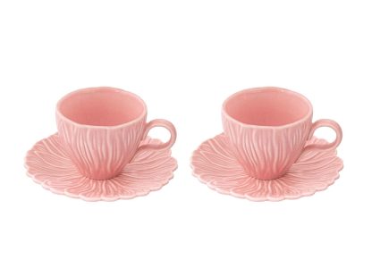Conjunto 2 chávenas de café + pires Margaridas Rosa: Easylife