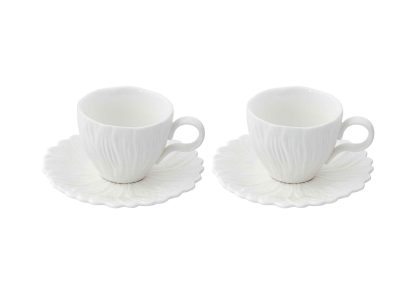 Conjunto 2 chávenas de café + pires Margaridas Branco: Easylife