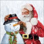 Guardanapo papel 33X33cm (20 unidades): Pai Natal e Boneco de Neve