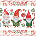 Guardanapo papel 33X33cm (20 unidades): Gnomos Natalícios