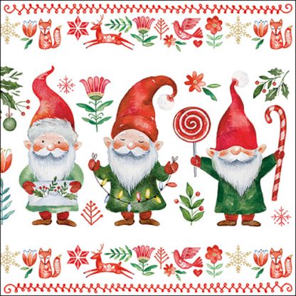 Guardanapo papel 33X33cm (20 unidades): Gnomos Natalícios