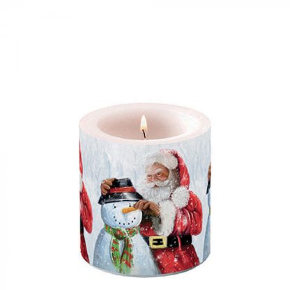 Vela pequena: Pai Natal e Boneco de Neve
