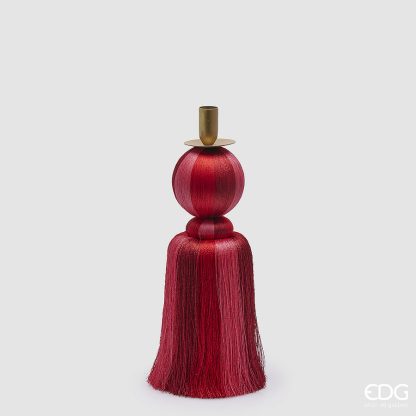 Castiçal para vela alta Tassel Rosa e Vermelho 35cm