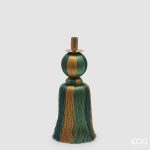 Castiçal para vela alta Tassel Verde e Dourado 35cm