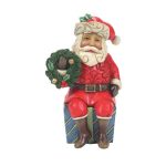 Pai Natal 9cm Sentadinho com Coroa na Mão