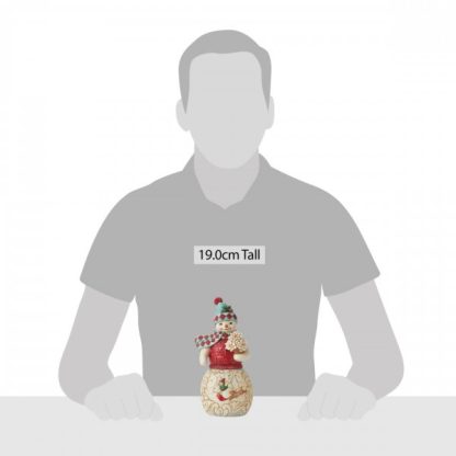 Boneco de Neve 19cm com Ramo Poinsettias Brancas