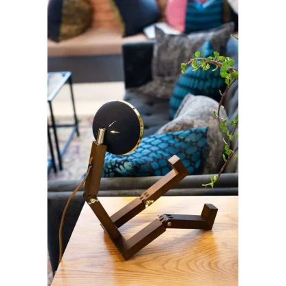 Candeeiro Mr. Wattson de mesa grande: Matte Black & Brass (Preto Mate e Dourado)
