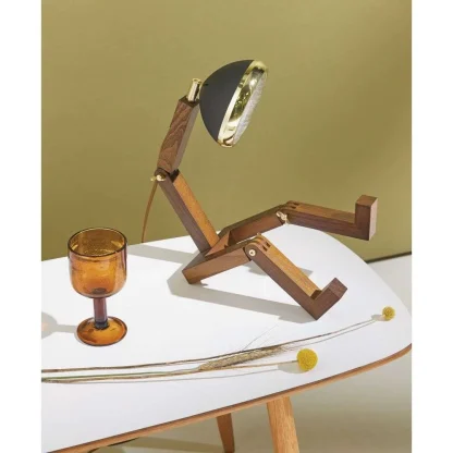 Candeeiro Mr. Wattson de mesa grande: Matte Black & Brass (Preto Mate e Dourado)