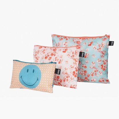 Conjunto de 3 pochets Smileys e Flores