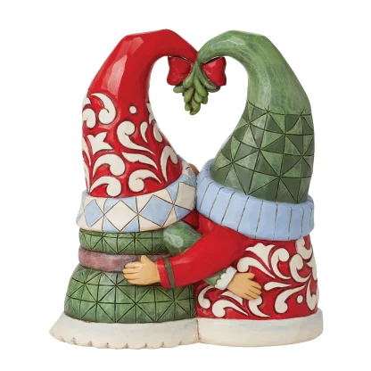 Casal de Gnomos Debaixo do Azevinho (beijo)