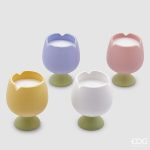 Vela Tulipa em castiçal: Branca (aroma Frangipani)