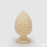 Vela decorativa Pinha Marfim com Base: 20X11cm