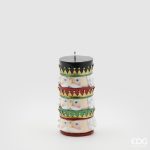 Vela decorativa 3 Soldados em Camadas Burgundy: 17X9cm