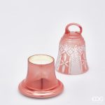 Vela Sino de Natal em Vidro Rosa: grande 18X13cm