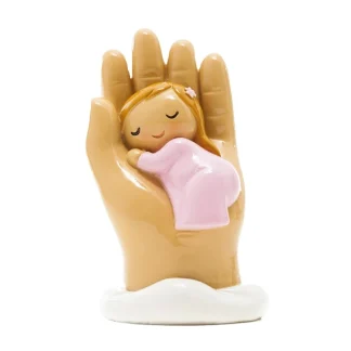 Mão de Deus: Bebé na Mão roupa Rosa