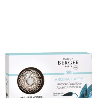 Difusor carro recarregável metálico Gráfico + AROMA HAPPY - Frescura Aquática (intensidade 5 de 5)