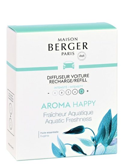 Duas recargas difusor de carro aroma Happy - Frescura Aquática (intensidade 5 de 5)