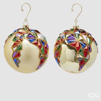 Bola de Natal Harlequin Ladrilhada: 1 unidade Dourada