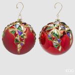 Bola de Natal Harlequin Ladrilhada: 1 unidade Vermelha