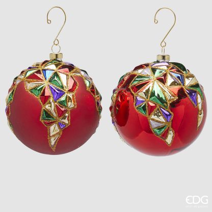 Bola de Natal Harlequin Ladrilhada: 1 unidade Vermelha