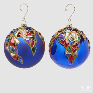 Bola de Natal Harlequin Ladrilhada: 1 unidade Azul