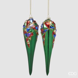 Pendente gota Harlequin Ladrilhada: 1 unidade Verde