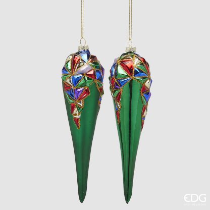 Pendente gota Harlequin Ladrilhada: 1 unidade Verde
