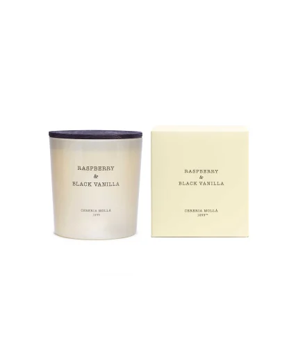 Vela 600gr 3 Pavios Cereria Mollá: Raspberry & Black Vanilla (Framboesas e Baunilha Negra)