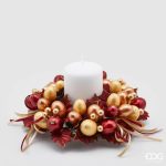 Centro de mesa Coroa com Bagas de Natal Vermelho e Dourado 20cm