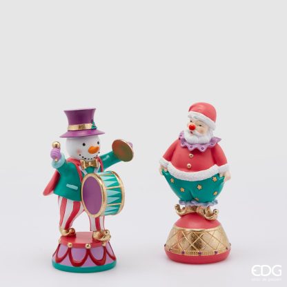 Boneco de Neve Circo a tocar Tambor Lilás e Rosa: 26cm