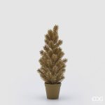 Pinheiro de Natal Dourado com glitter em Vaso: 47cm