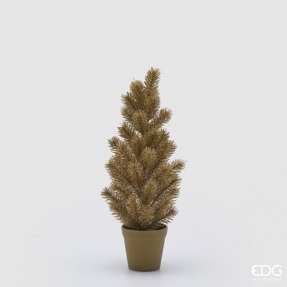Pinheiro de Natal Dourado com glitter em Vaso: 47cm