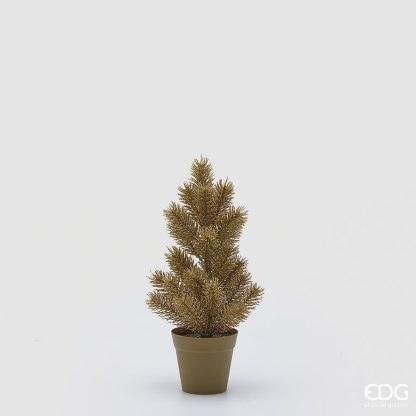 Pinheiro de Natal Dourado com glitter em Vaso: 36cm
