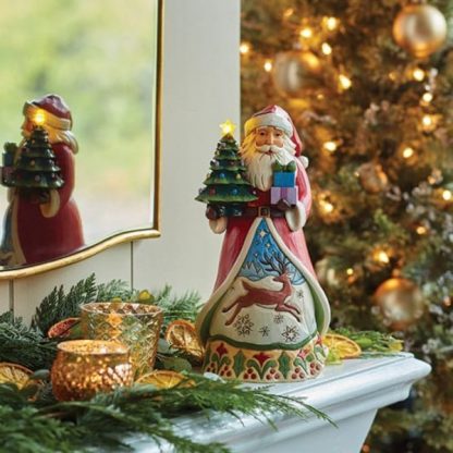 Pai Natal com Pinheiro com Luzes 26cm
