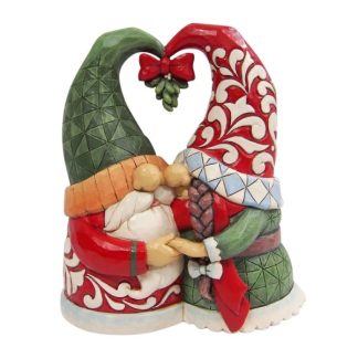 Casal de Gnomos Debaixo do Azevinho (beijo)