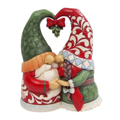 Casal de Gnomos Debaixo do Azevinho (beijo)