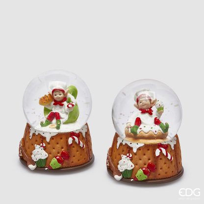 Globo de neve musical + leds Duende Pasteleiro base Bolachas: com Pão