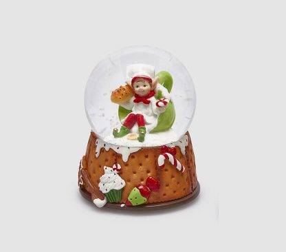 Globo de neve musical + leds Duende Pasteleiro base Bolachas: com Pão