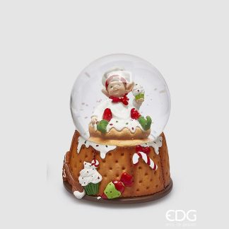 Globo de neve musical + leds Duende Pasteleiro base Bolachas: com Cupcake