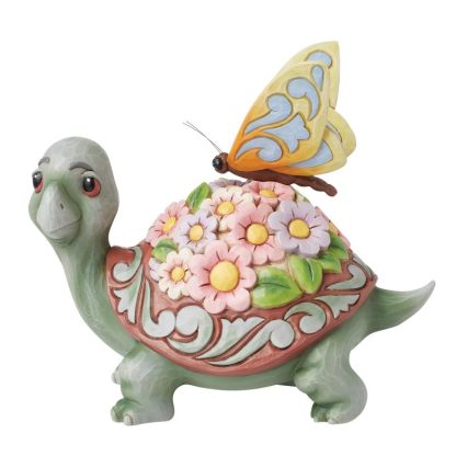 Tartaruga com Flores e Borboleta "A Delicate Friendship"