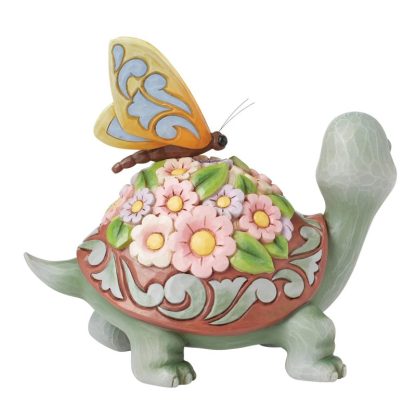 Tartaruga com Flores e Borboleta "A Delicate Friendship"