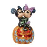 Mickey e Minnie Esqueletos abraçados na Abóbora: luz led