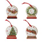 Conjunto 4 Bases de Copos / Enfeites Globos de Natal