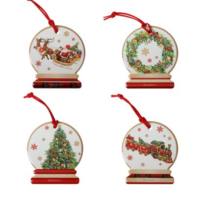Conjunto 4 Bases de Copos / Enfeites Globos de Natal