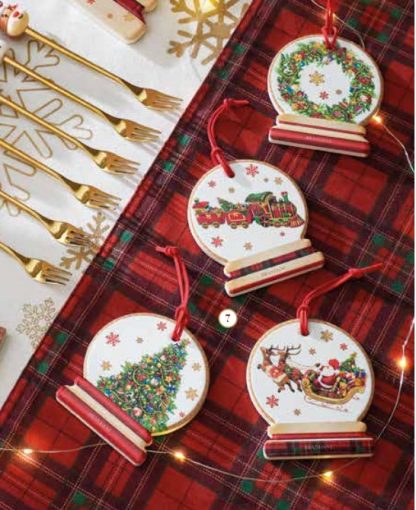 Conjunto 4 Bases de Copos / Enfeites Globos de Natal